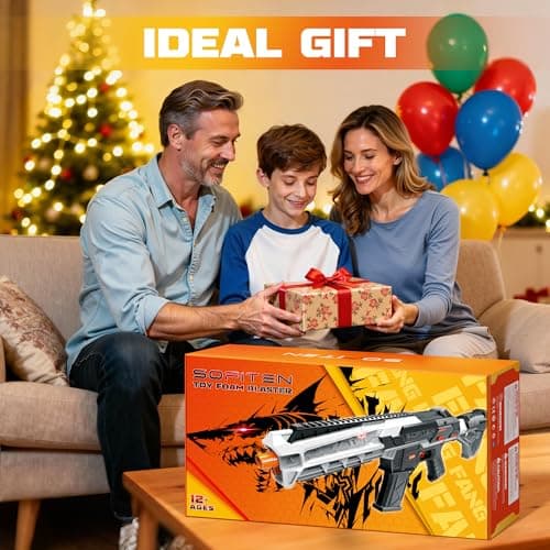 SOFITEN Toy Gun Automatic Sniper Rifle with Foldable Scope, Tactical Vest, Flashlight, Grip, Electric Toy Foam Blaster Soft Dart Bullets, Indoor Outdoor Play Team Gifts for Boys Birthday Xmas thumbnail 7