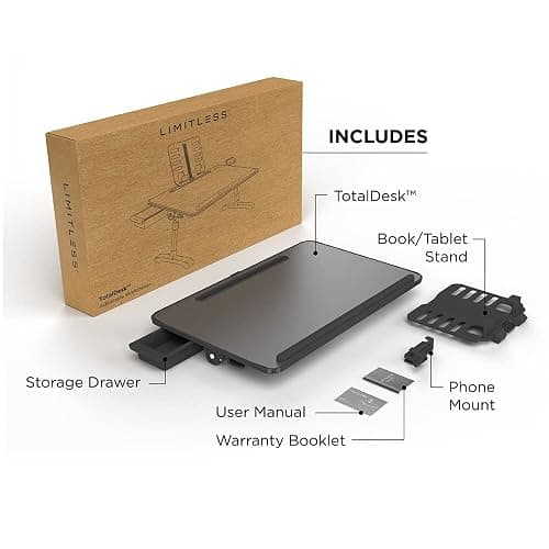 Limitless TotalDesk Portable Modern Workstation and Lap Desk with Adjustable Height & Tilt (Black) thumbnail 4