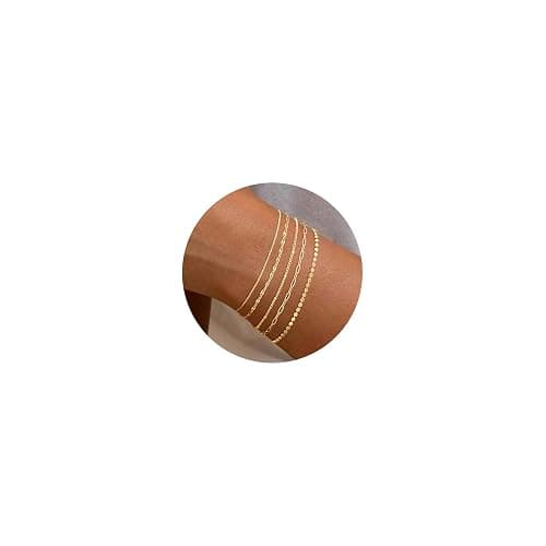 MBW Gold Bracelets for Women Trendy, Dainty 14K Gold Plated Bracelet Stack Beaded Chain Bracelet Set Thin Small Cute Paperclip Bracelets Fashion Waterproof Jewelry Gift Gold Accessories for Women thumbnail 9