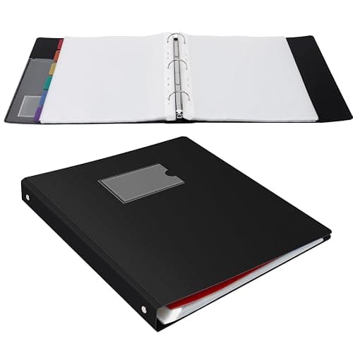 Uquelic Presentation Ring Binder, A4 Display Folder with 50 Punched Pockets and 6 Colorful PP Divider Pages, Folder File Plastic Sleeves for Documents, Certificates, Receipts, Black thumbnail 8