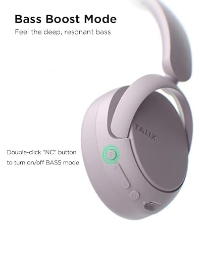 TALIX H30 Hybrid Active Noise Cancelling Headphones, 110H Playtime Hi-Res Audio Bluetooth 6.0 Wireless Over Ear ANC Headphones for Commute/Travel (Purple) thumbnail 6