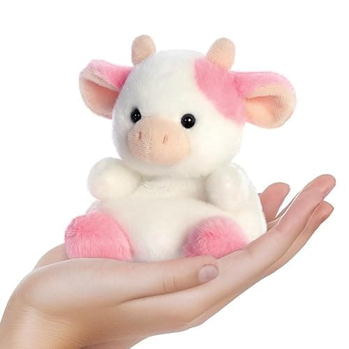Aurora, 33765, Palm Pals Belle Strawberry Cow 5In, Soft Toy, White & Pink thumbnail 6
