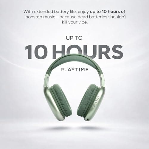 iJoy Ultra Wireless Over-Ear Bluetooth Headphones with Mic, 10H Playtime, Bluetooth Headset with Backup Wire & SD Slot, Wireless Headphones for Work, School & Gym (Green) thumbnail 4