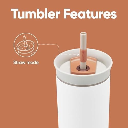Owala Stainless Steel Triple Layer Insulated Travel Tumbler with Spill Resistant Lid and Straw, BPA Free, 24 oz, Grey/White (Iced Tea) thumbnail 5