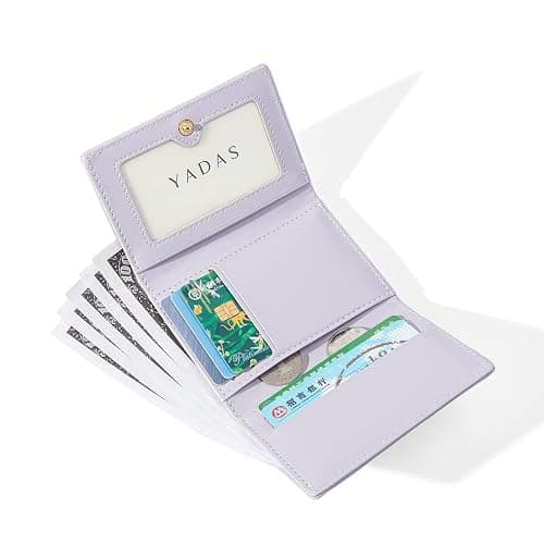 Cute Wallet Coquette Bow Small Wallet Tri-folded Aesthetic Bifold RFID Blocking Card Holder Leather Mini Short Coin Purse with ID Window for Women Girls Ladies -Purple thumbnail 4