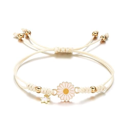 PAIOJVN Daisy Flower Bracelet for Women Bohemian Handmade Adjustable Sunflower Elastic String Bracelet Jewelry for Party and Beach - Image 1