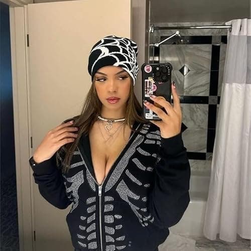 Y2K Knitted Beanies Hat Men Women Graphic Vintage Cap Gothic Warm Knitted Hat Streetwear Trend Beanie thumbnail 3