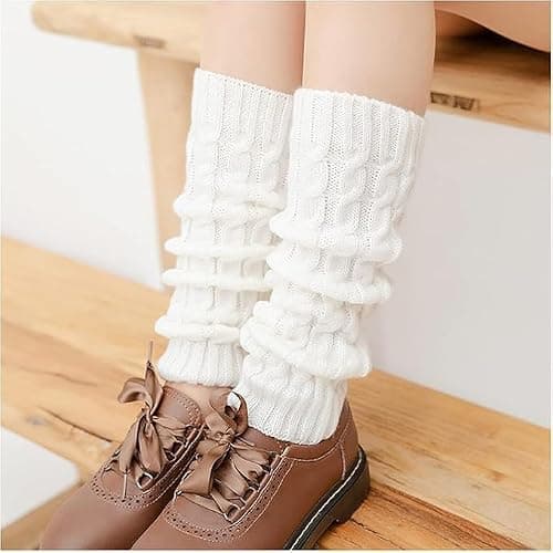 Knit Winter Leg Warmers,Thermal Long Twist Legwarmers Socks,15Inch Kawaii Winter Stockings For Women Girls Yoga Ballet Dance thumbnail 2