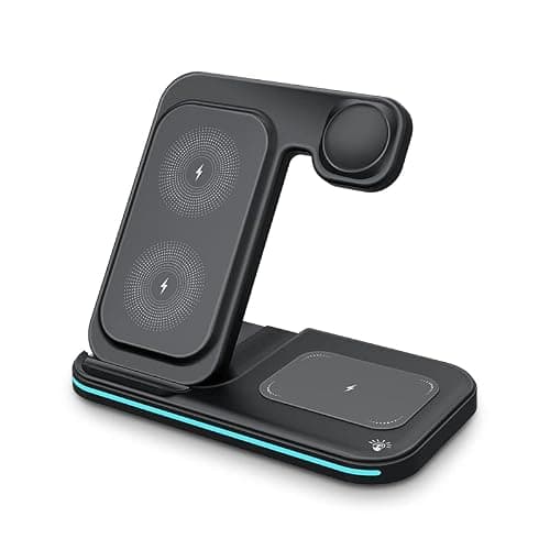 3 in 1 Wireless Charger Stand Foldable Fast Charging Station for Phone Watch and Earbuds 15W Wireless Charging Dock with Touch Control Type C Input Portable Travel Charging Stand thumbnail 8