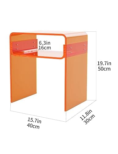 solaround Clear Acrylic End Table 2-Tier Bedside nightstand for Living Room Bedroom Home Decor (Orange Double) thumbnail 3