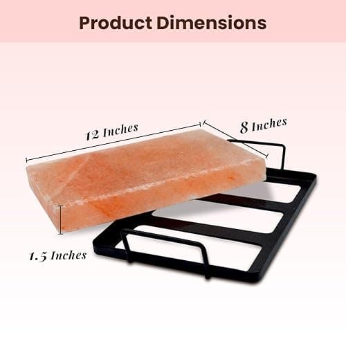 POHS Himalayan Salt Block For Grilling, Searing, Cooking, BBQ, Himalayan Salt Slab with Premium Quality Metal Holder 12x8x1.5 Inches thumbnail 2
