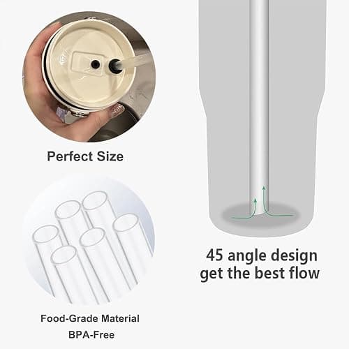 Bubrike Replacement Straws Compatible with Stanley IceFlow Flip Straw Tumbler 30 oz,64 oz-Accessories included 6 Straws,1 Cleaning Brush(Not For Stanley Ice Flow 2.0 Flip Tumbler 30 oz,64 oz) thumbnail 3