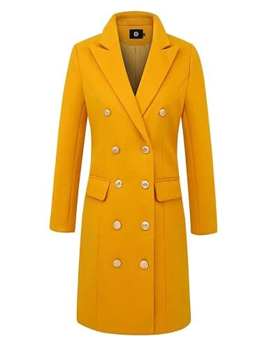 IDEALSANXUN Womens Fall Winter Wool Coats Double Breasted Midi Peacoat Trench Coats thumbnail 4