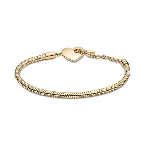 Pandora Moments Schlangenketten-Armband Herz, 14-karätig vergoldet, mit T-Stab thumbnail 2