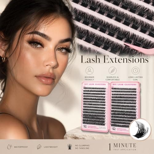 Lash Clusters 80D 100D Eyelash Clusters Volume Thick 10-18mm D Curl Soft Individual DIY Lash Extensions Fluffy Wispy Lightweight Reusable Natural Look at Home for Beginners(518 Pcs) thumbnail 7