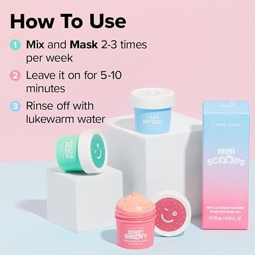 I DEW CARE Wash Off Face Mask Skincare Gift Set - Mini Scoops | Facial Masks, Matcha, Korean Skincare, Pore Cleansing Mask, Cruelty-Free, Travel Size, Mini Set, Stocking Stuffers, Teen Girl Gift Set thumbnail 6