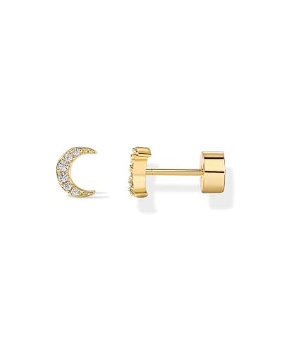 PAVOI 14K Gold Plated Dainty Flat Back Earrings for Women, Piercing Studs | Hypoallergenic Stud Earrings with 925 Sterling Silver Posts, Motif Flatback Screw Back Helix Cartilage - Image 1