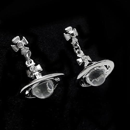 ZHOUMEIWENSP Silver Saturn NANA Earrings Planet Dangle Earrings Space Hypoallergenic Punk Earrings for Women thumbnail 5