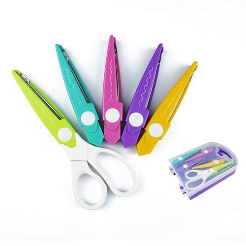 BINWISH Decorative Scissors Set, 5 Pairs Craft Scissors Decorative Edges with Portable Organizing Container - Image 1