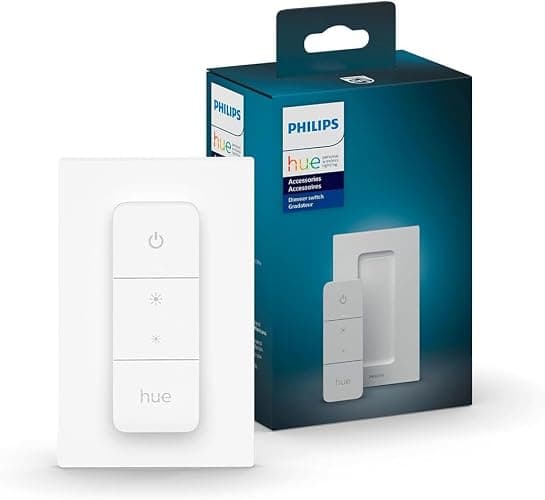 PHILIPS Hue Smart Dimmer Switch Remote, White, 1 Pack, Turns Hue Lights On, Off, Dims or Brightens, Smart Home Control, Requires Bridge, Easy, No-Wire Installation - Image 1