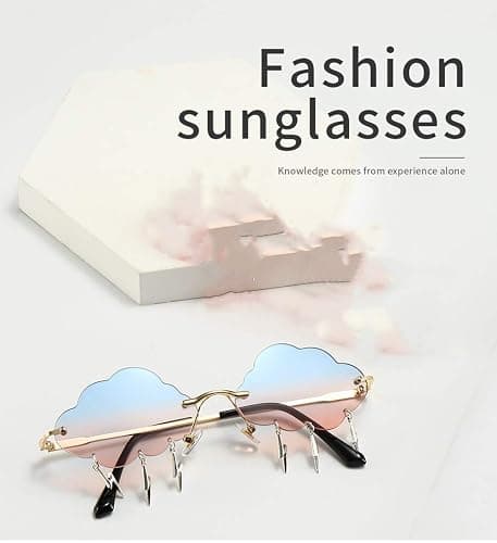 ENTHYI Cloud lightning Sunglasses for Women/Men Rimless Wave Glasses Eyewear for Party Rimless Sun glasses thumbnail 3
