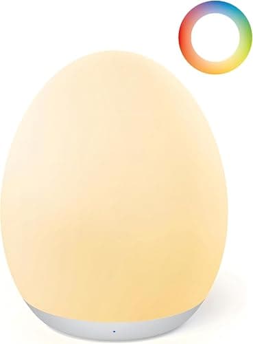 JolyWell Night Light for Kids, Egg Light for Nursery with 7 Changeable RGB Colours & Stepless Dimming, Rechargeable Tap Light with a 1-Hour Timer & Touch Control, Portable Baby Night Light, BPA Free - Image 1