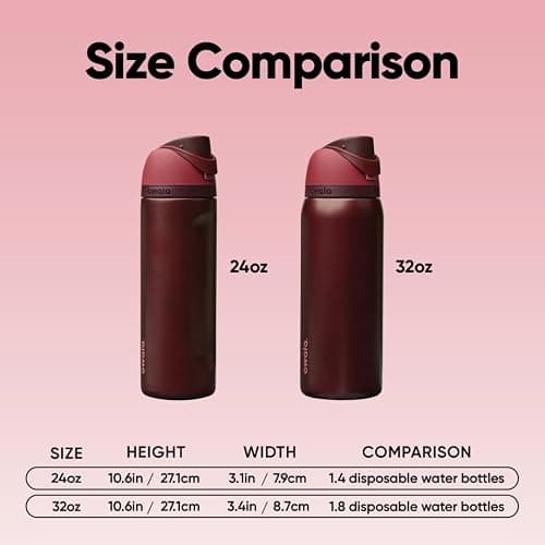 Owala FreeSip Stainless Steel Water Bottle 24 oz Black Cherry thumbnail 3