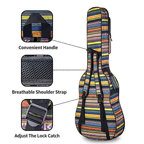 Glenmi 40 41 Inch Acoustic Guitar Case Gig Bag With 3D Pockets,Neck Protector Pillow Pad,Bohemian Style,12mm Sponge Padded thumbnail 2