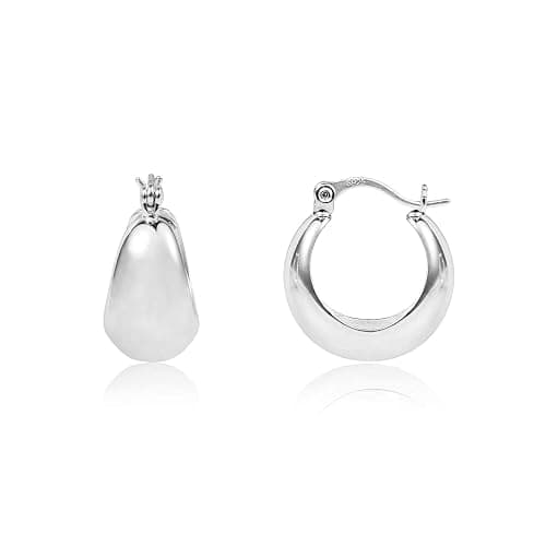 KISSPAT Sterling Silver Chunky Hoop Earrings for Women Hypoallergenic Thick Huggie Earring Wide Hoops Everyday Hoop Earrings thumbnail 8