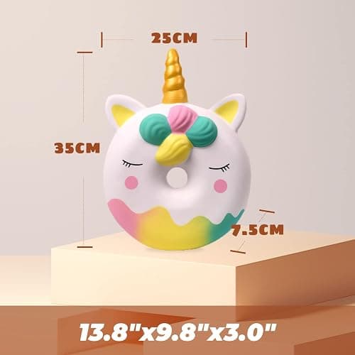 Anboor 13 Inches Squishies Jumbo Unicorn Donut Kawaii Soft Slow Rising Scented Giant Doughnut Squishies Stress Relief Kid Toys (White) thumbnail 3