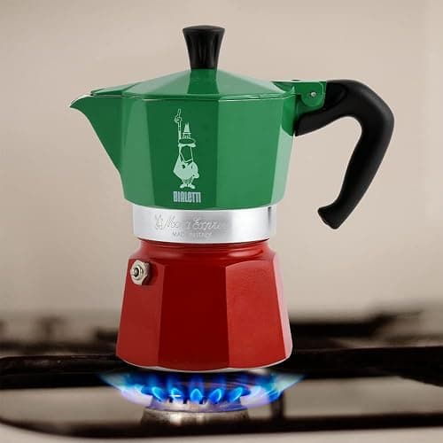 Bialetti - Moka Express Italia Collection: Iconic Stovetop Espresso Maker, Makes Real Italian Coffee, Moka Pot 3 Cups (4.3 Oz - 130 Ml), Aluminium, Colored in Red Green Silver thumbnail 4