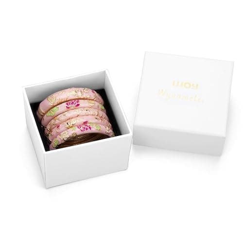 UJOY Bangles 5 Pcs Enamel Jewelry Set Rose Flower Engraved Cloisonne Bracelets Pack in a Box 5PCS thumbnail 7