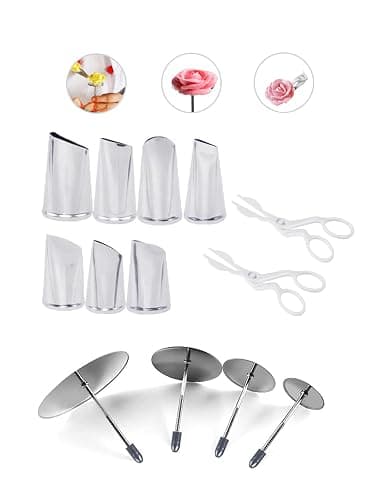Icing Flower Tools with 7 Pcs Flower Piping Tips Set,4 Flower Nails Cake Decorating,2 Rose Flower Lifte,Create Stunning Floral Decorations - Image 1