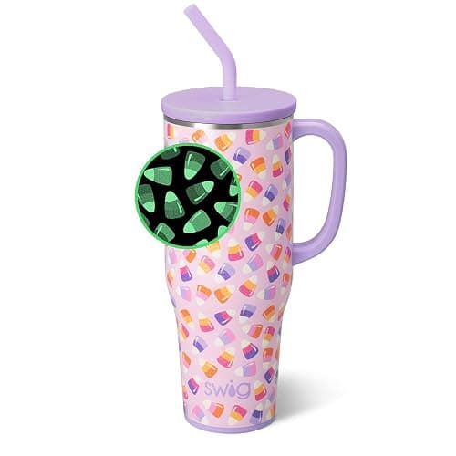 Swig Life 40oz Mega Mug, Halloween 40oz Tumbler with Handle and Straw, Extra Large Insulated Tumblers, Cup Holder Friendly Travel Mug (Candy Corn) thumbnail 2