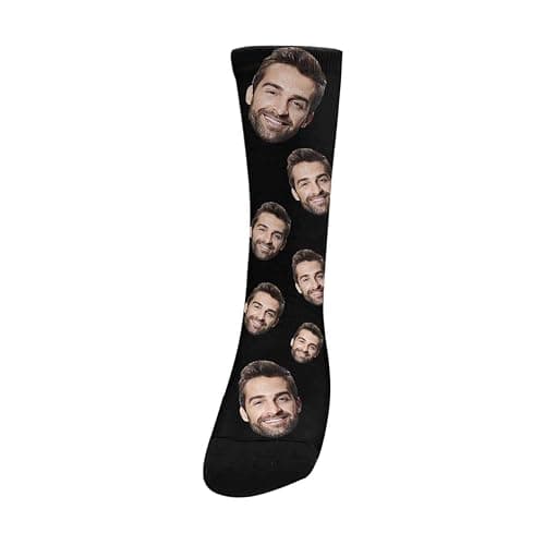 Custom Socks with Faces Change Men Face Size Personalized Printed Photo Crew Socks thumbnail 3