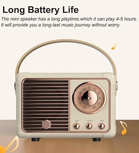 Baolira Retro Bluetooth Speaker, Portable Wireless Speaker with Crystal Clear Stereo Sound Rich Bass, Vintage Decor, Birthday Gifts for Women Teenage (Beige) thumbnail 3