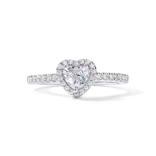 PAVOI 14K Gold Plated Halo Ring | Heart Ring for Women | Square Round Promise Rings for Her - Image 1