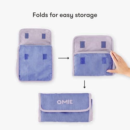 Omie OmieBox Lunch Bag - Washable, Foldable, Durable, WaterResistant Fabric with Interior Pocket and External Bottle Holder (Purple) thumbnail 5