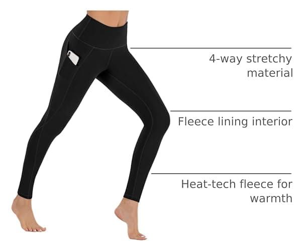 Ewedoos Fleece Lined Leggings Women Thermal Leggings for Women with Pockets High Waisted Winter Warm Tights Pants Clothes thumbnail 4