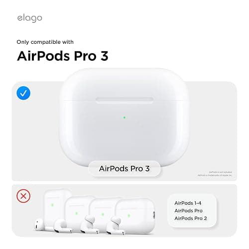 elago Armor Case Compatible with AirPods Pro 3 Case - Carabiner Included, Supports Wireless Charging, Shock Resistant, Full Protection (Stone) thumbnail 2