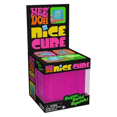 Schylling NeeDoh Nice Cube -Sensory Squeeze Toy with Super Solid Squish - 2.25" Cube - Pink - Pink thumbnail 2