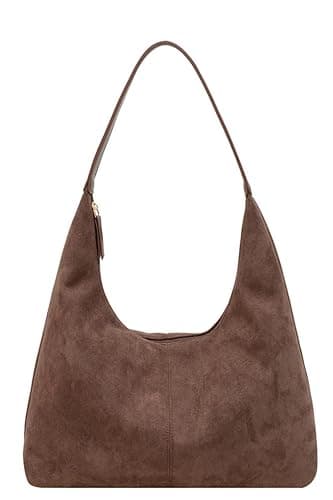 Slouchy Suede Shoulder Bags For Women Underarm Bag Womens Tote Bag Work Purses Crescent Bag Suede Handbag Travel Winter Fall - Image 1