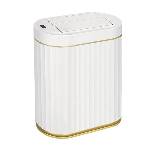 ELPHECO Bathroom Trash Can with Lid Butterfly, Motion Sensor Trash Can Bathroom Decor Automatic Garbage Can Wastebasket Bathroom Accessories, Kitchen, Living Room, Office, White Gold thumbnail 9