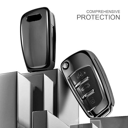 ELOHEI for Audi Key Fob Cover Case, Premium Soft TPU Full Protection Key Fob Cover Compatible with Audi A1 A3 Q3 Q7 R8 A6L TT(Black) thumbnail 5