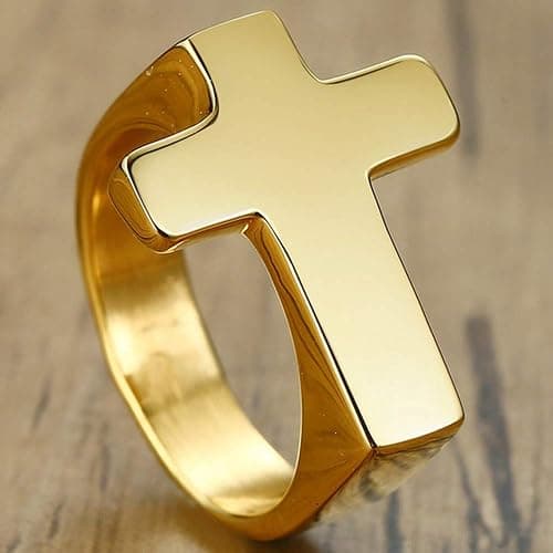 Jude Jewelers Stainless Steel Christian Sideways Cross Signet Style Ring thumbnail 3