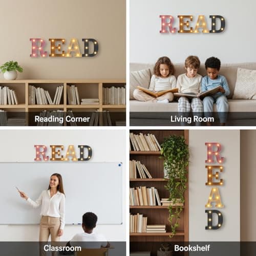 Reading Corner Decor For Classroom Read Sign Boho Classroom Decor Reading Nook Decor Read Light Up Letters Letter Lights thumbnail 5