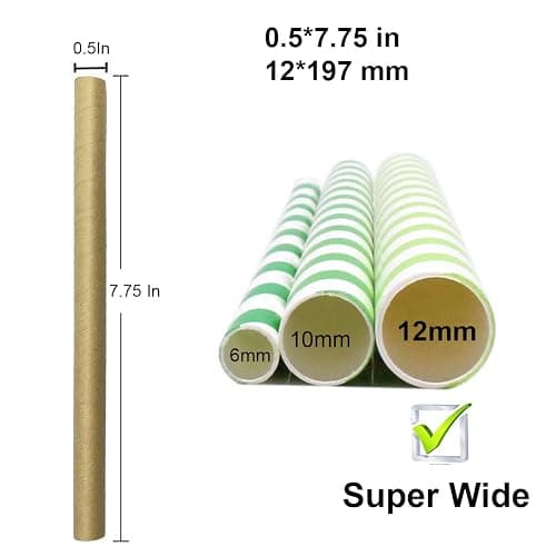 Pailles en Papier Bubble Tea, Pailles en thé à bulles Boba Smoothies Lait Frappé Perle, 12mm Paille Carton Jetable Biodégradable pour Articles de Fête Célébration Projets d'art, Lot de 50 kraft Marron thumbnail 2