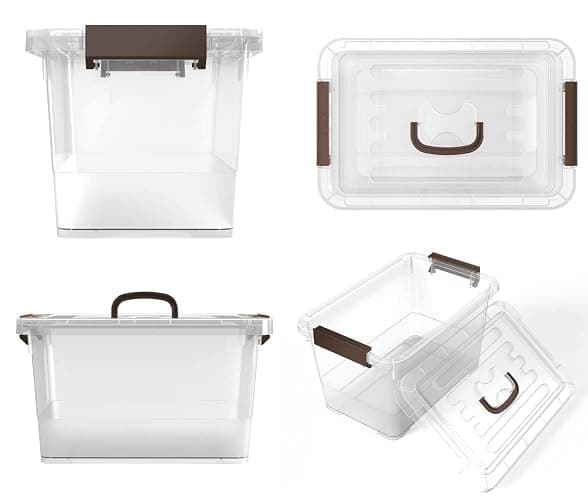 WYT 6-Pack Clear 7 Quart Storage Latch Box/Bins, Plastic Stackable Latching Box with Brown Handle and Lid, Multi-Purpose, 7 Litre thumbnail 4