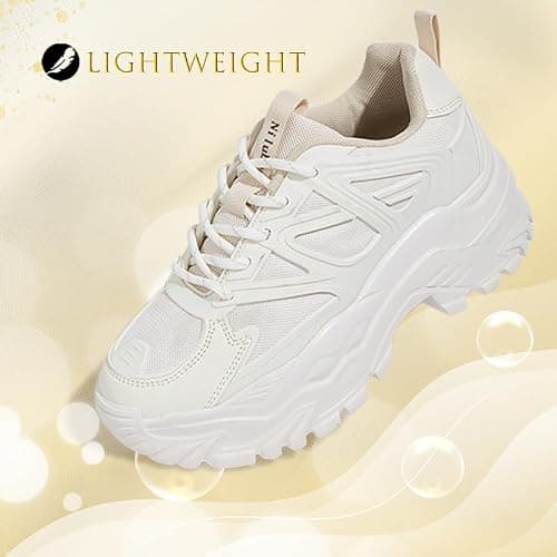 Niluber Chunky Sneakers for Women Platform Sneakers for Women Comfortable Casual Tennis Shoes Lace Up Fashion Walking Shoes thumbnail 6