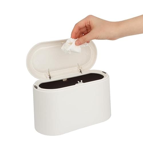 talifoca Pattumiera da tavolo con coperchio, 2 l, piccola pattumiera da tavolo con coperchio, per lavabo, cucina, bagno, ufficio, scrivania, wc auto, letto, 22 x 11 x 13 cm - Image 1